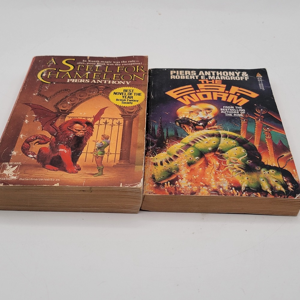 Piers Anthony A Spell for Chameleon & The E.S.P. Worm Paperback Set Vintage Fair